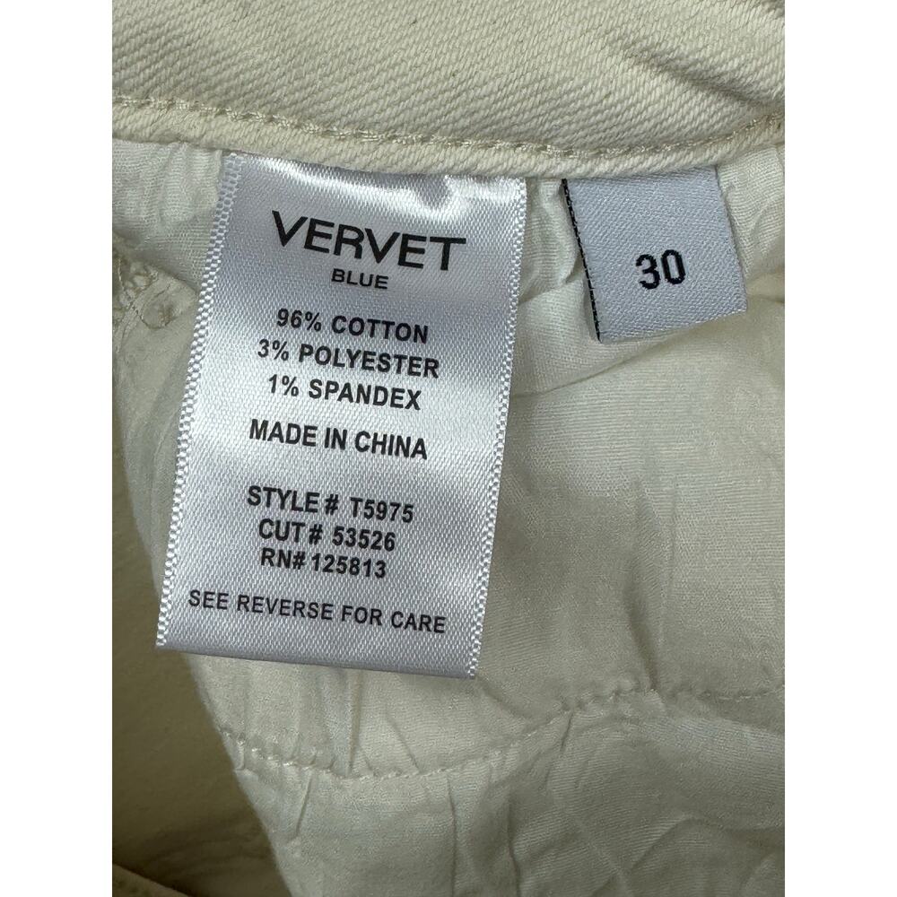 Vervet Blue Women's Distressed Straight Leg Cream Denim Jeans - Size 30x30.5 - Picture 4 of 4